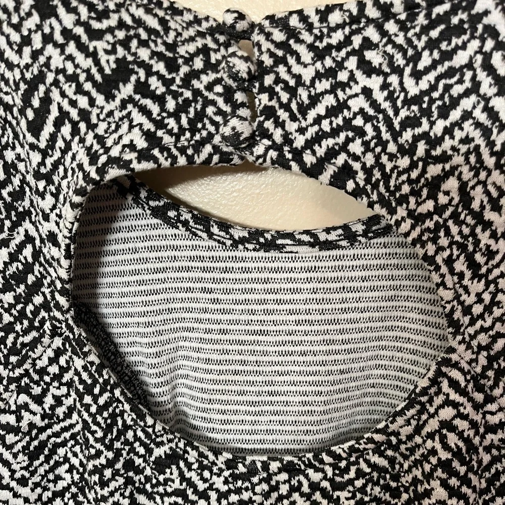 Free People Black/ White Chevron Fit and Flare Embellished Dress Sz S